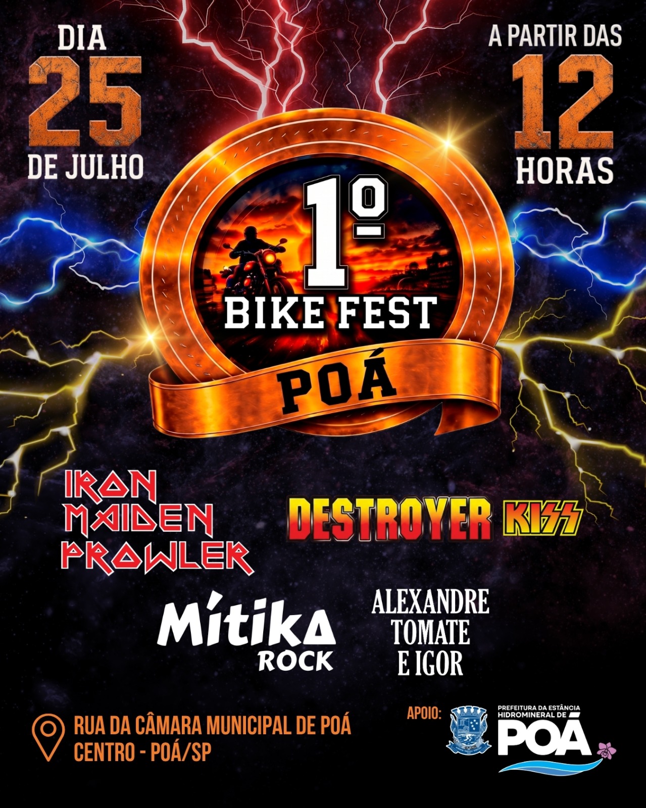 1º Bike Fest Poá reúne rock e motociclistas neste sábado no Centro da cidade