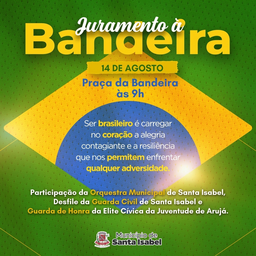 Cerimônia de Juramento à Bandeira ocorre no próximo dia 14 em Santa Isabel